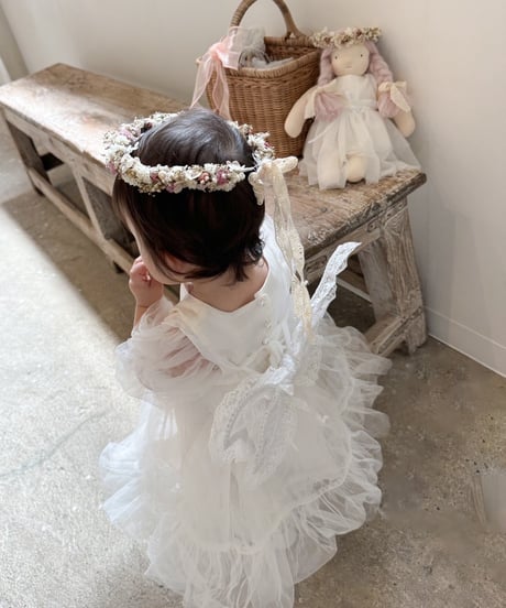 即納monbebe puff sleeve tulle dress