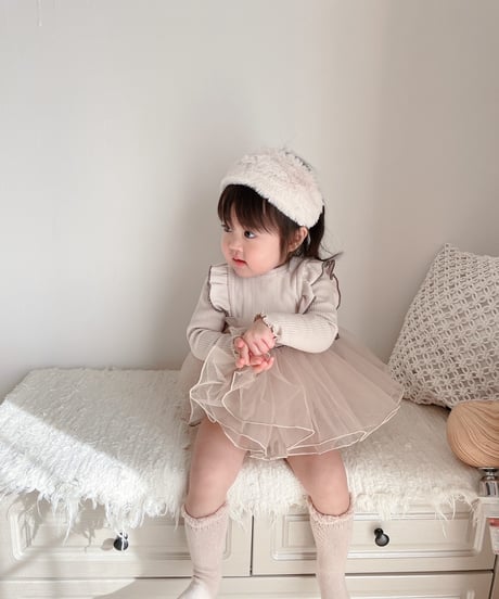 即納volume tulle rompers
