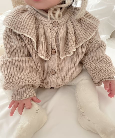 即納ruffle collar  knit cardigan