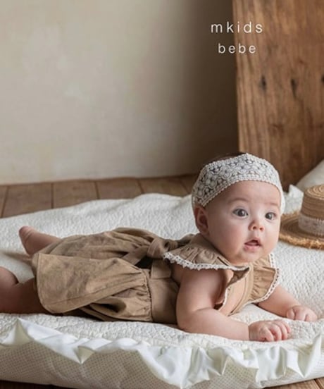 即納 m-kids  Linen frill suit