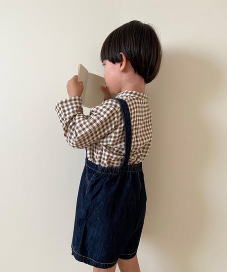 即納monbebe × alli   indigo denim salopette