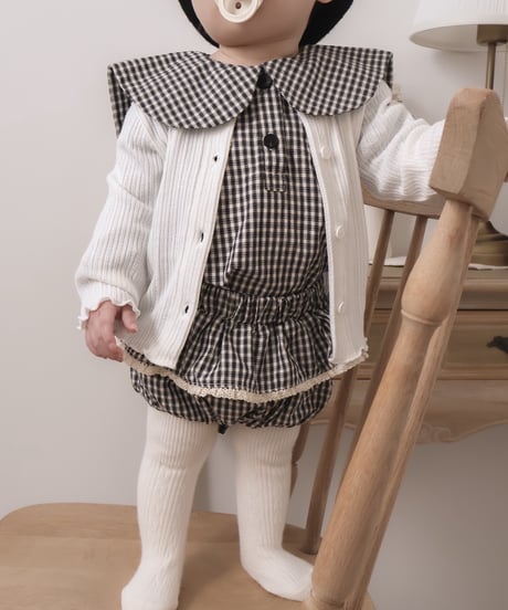 即納 mimi market Check sailor blouse