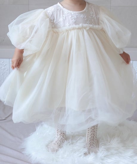即納balloon sleeve tulle dress