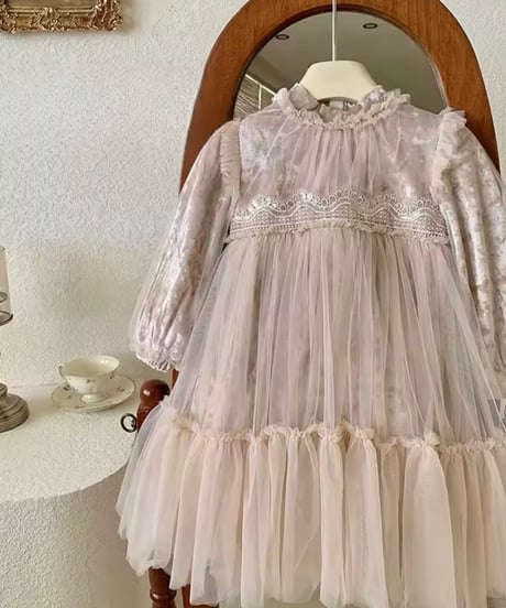 即納Velour x Tulle Winter Dress