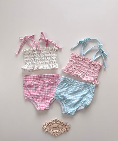 一部即納 melikey Lily check swim set