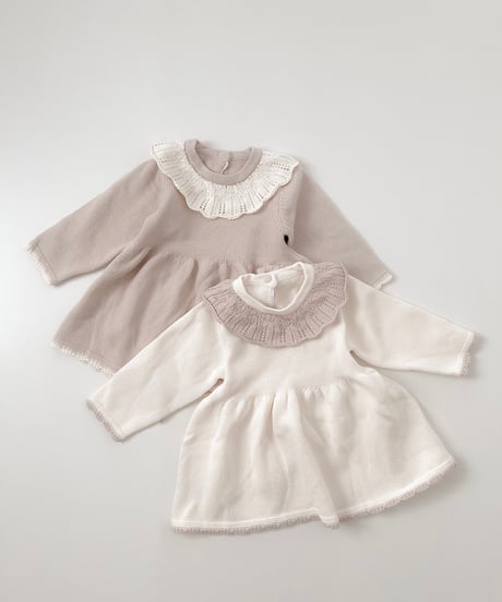 即納 scallop knit one-piece