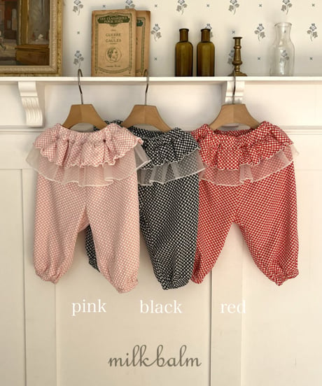即納 milkbalm frill check pant