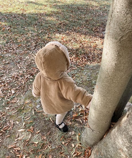 即納baby corduroy boa coat