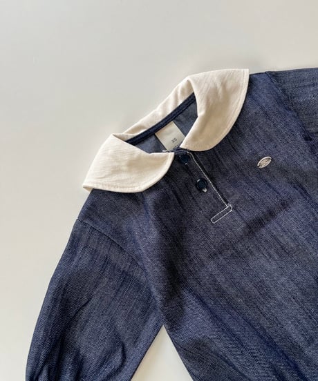 即納sailor denim rompers