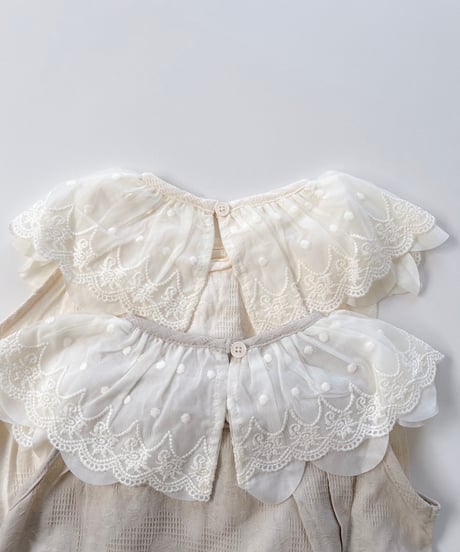 即納Dot Lace Collar Romper