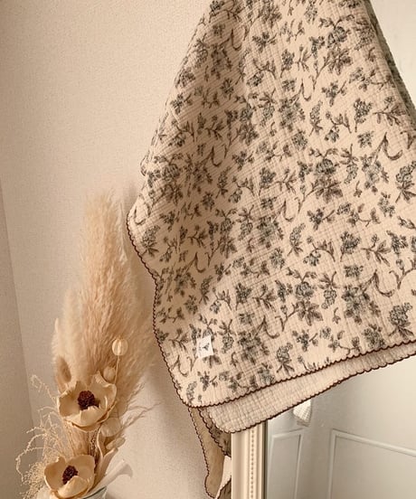 即納antique flower gauze blanket