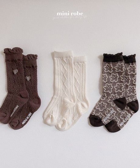 即納MINI ROBE Winter Knit Socks 3set