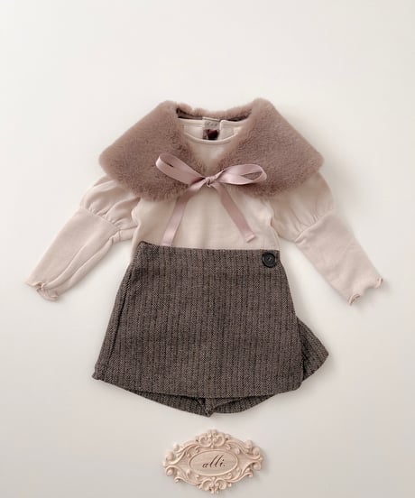 即納ribbon fur collar