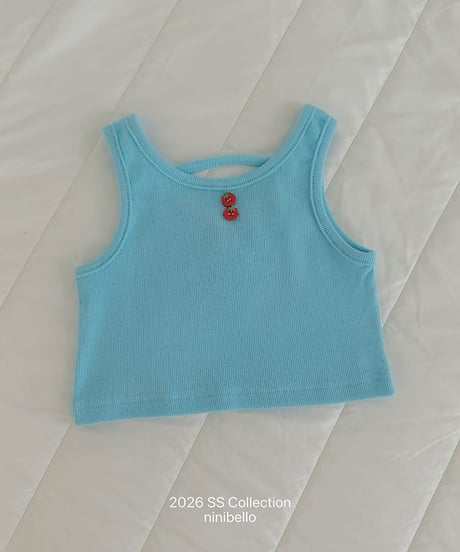 予約ninibello Tomato Button Sleeveless Top