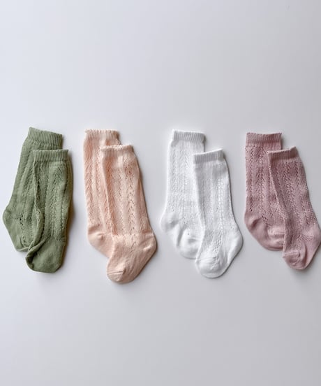 即納baby openwork color high socks