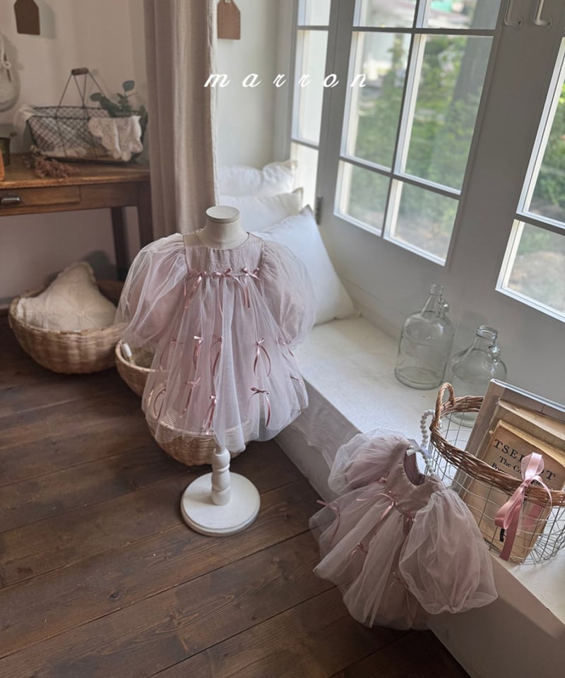 andmary アンドマリーRojina ribbon dress brown ANDMARY】Rojina ribbon dress