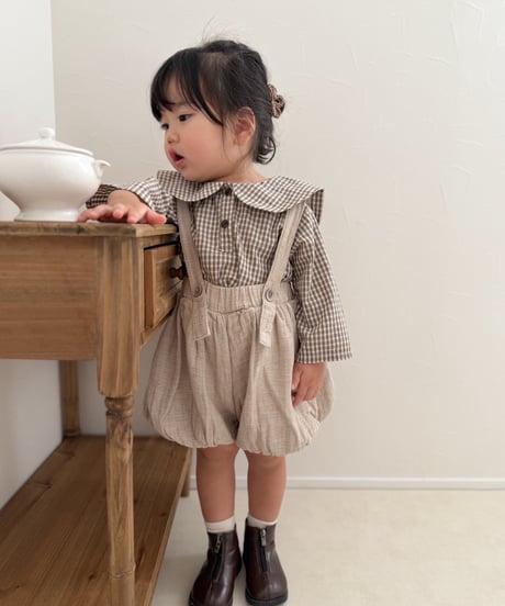 即納 mimi market Check sailor blouse