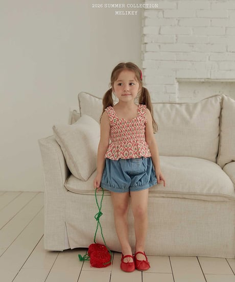 即納melikey Cherry ribbon terking blouse