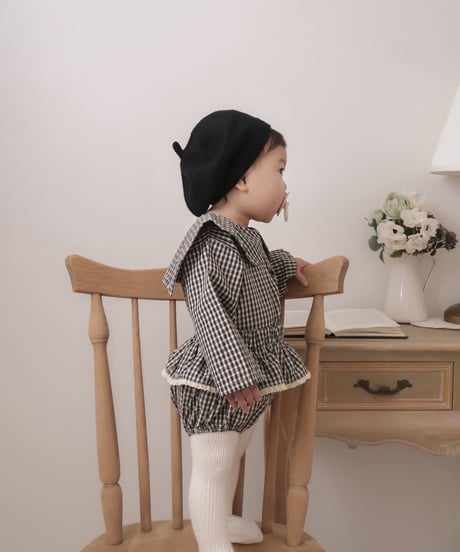 即納 mimi market Check sailor blouse