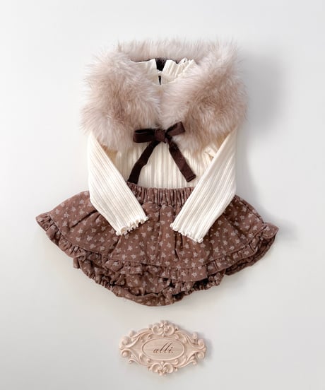 即納marble fur collar