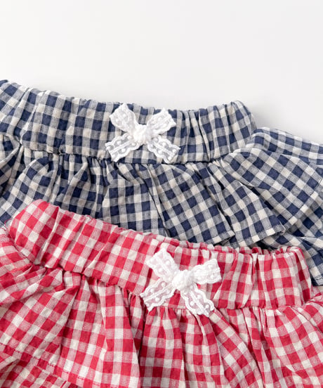 即納gingham check frill skirt