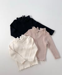 即納　Back ribbon stand collar Tee