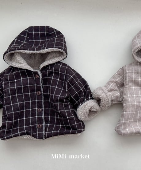 即納 mimi market Check Dumbled hoody