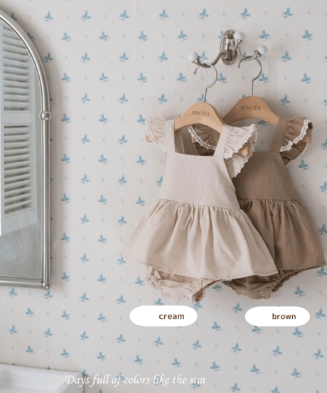 即納 m-kids  Linen frill suit