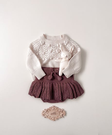 即納pon pon  ribbon knit skirt