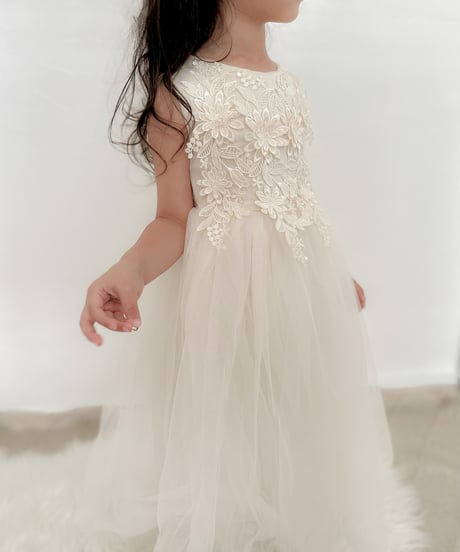 即納flower  motif tulle dress