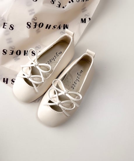 即納double ribbon  ballet shoes