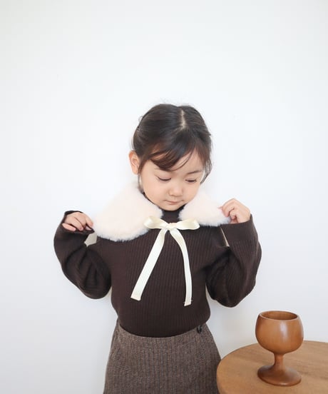 即納ribbon fur collar