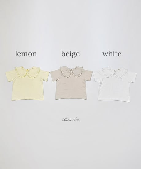 即納 bebe nine Frill round collar tee
