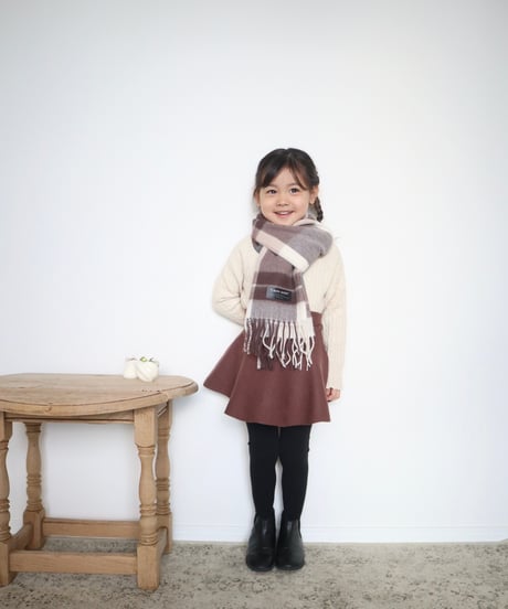 即納knit flare skirt  brown&beige