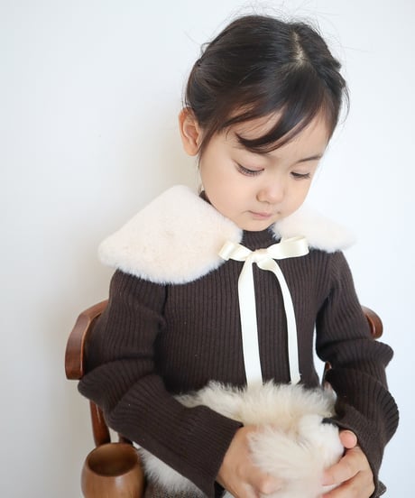 即納ribbon fur collar