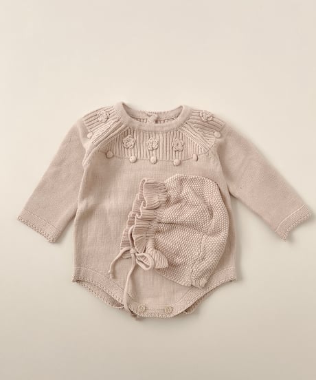 即納flower knit rompers