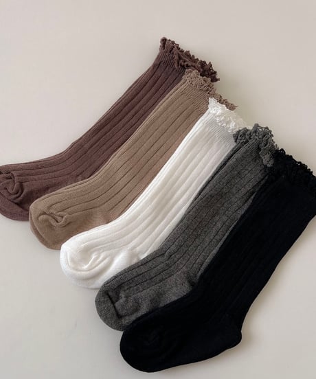 即納 lib frill knee high socks