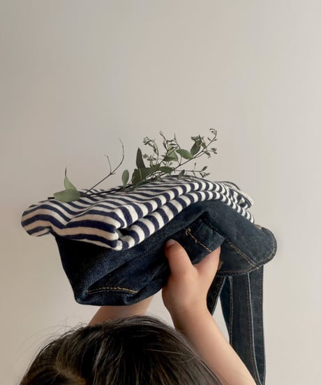 即納monbebe × alli   indigo denim salopette