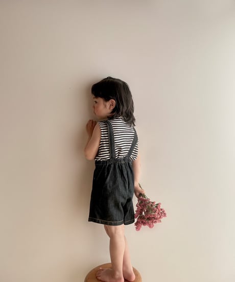 即納monbebe × alli   indigo denim salopette