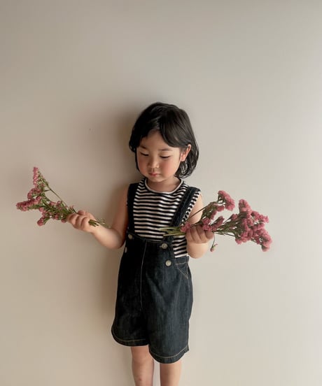 即納monbebe × alli   indigo denim salopette