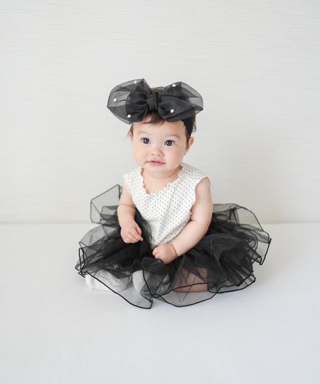 即納no sleeve dot tulle rompers