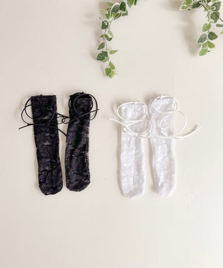 即納 lace up ribbon  socks