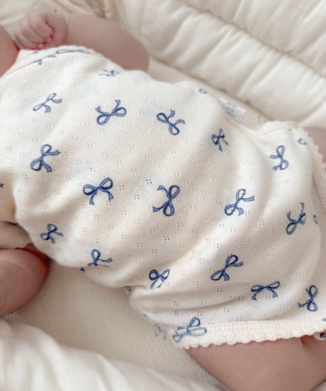 即納 newborn ribbon & heart rompers