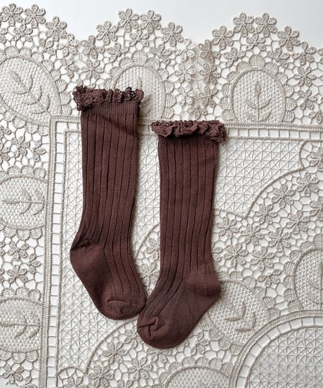 即納 lib frill knee high socks