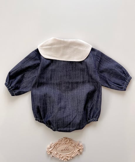 即納sailor denim rompers
