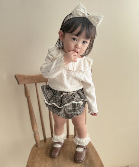 即納back ribbon ruffle collar tee