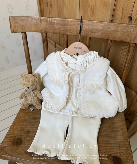 即納 aosta Fur open vest