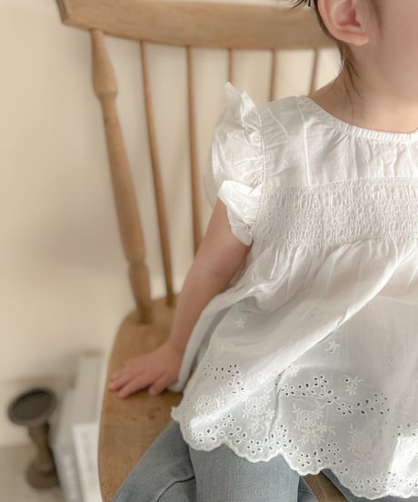 即納shirring frill blouse