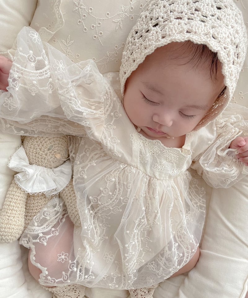 即納square neck lace tulle rompers | alli.