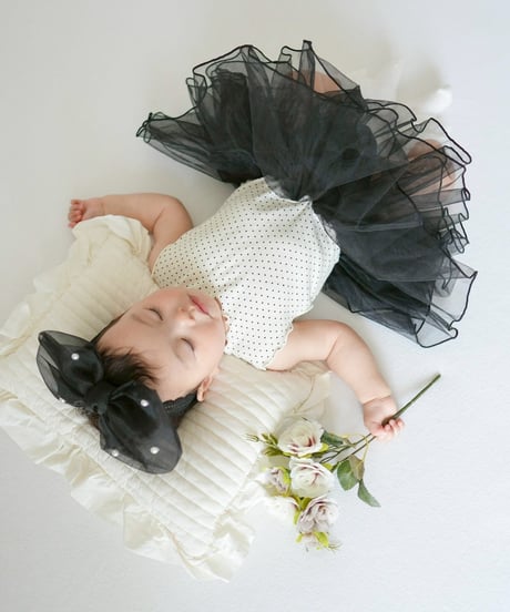 即納no sleeve dot tulle rompers